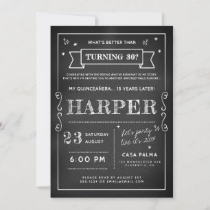 Invitation Amusant Adulte 30e Anniversaire Chalkboard