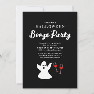 Invitation Amusant Adulte Fête de la Booze de Fantôme d'Hallo