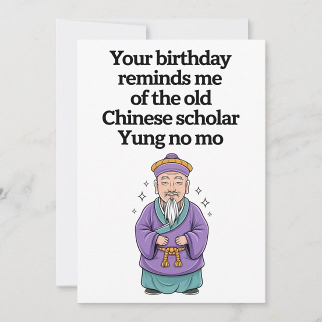 Invitation Amusant Anniversaire Vieux Chinois Scholar Yung No (Devant)