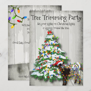 Invitation Amusant arbre de Noël Trimming Party Chèvre