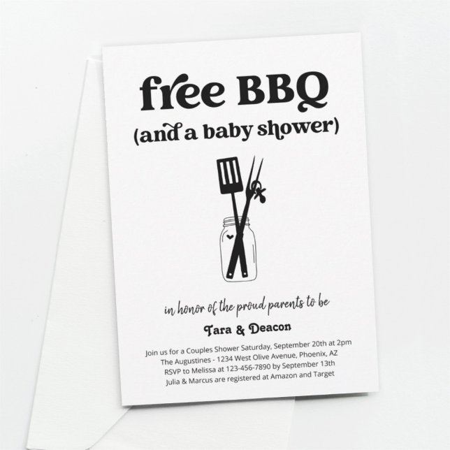 Invitation Amusant Baby shower BBQ Couples Gratuit (Créateur téléchargé)