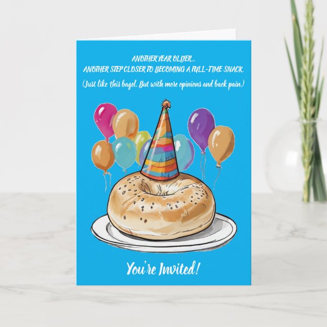 Invitation Amusant Bagel Anniversaire avec Vibes de fête (Devant)