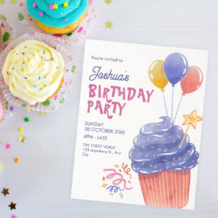 Invitation Amusant ballon de cupcake anniversaire