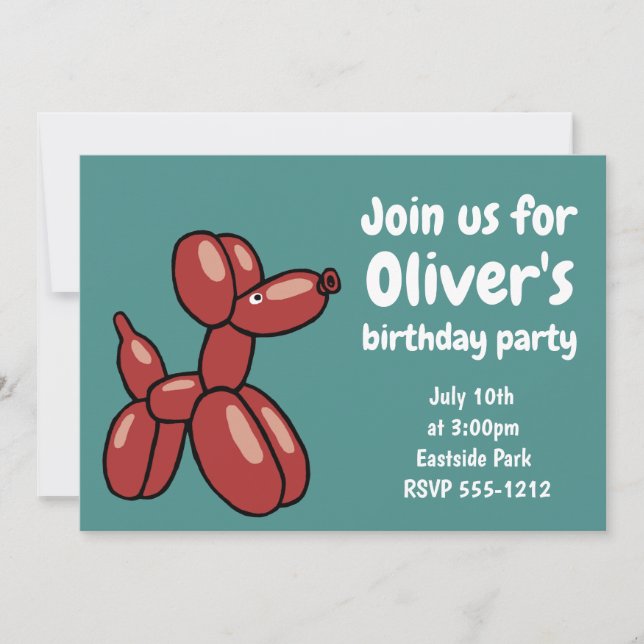 Invitation Amusant, ballon rouge conception animal chien (Devant)