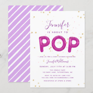 Invitation Amusant Ballons jolie rose violet Baby shower fill