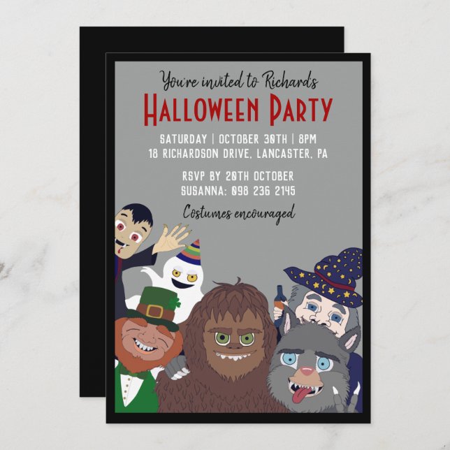 Invitation Amusant Black Supernatural Halloween Costume Party (Devant / Derrière)