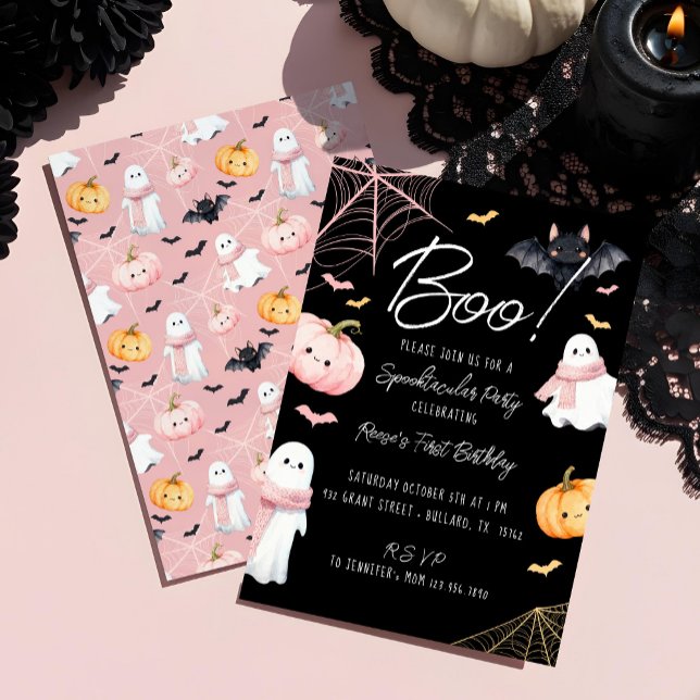 Invitation Amusant Boo ! Fête d'anniversaire Halloween effray (Fun Boo! Spooktacular Halloween Birthday Party Invitation)