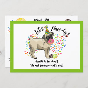 Invitation Amusant Carlin mignon Chien de compagnie Donuts An