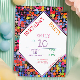 Invitation Amusant coloré aquarelle Peinture Anniversaire de 