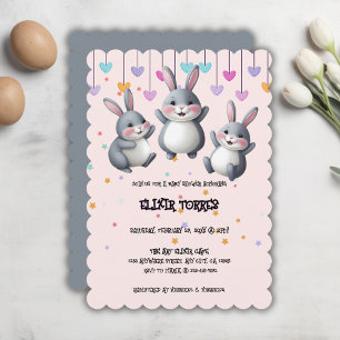 Invitation Amusant Coloré Cute Hoppers Bunny Baby shower