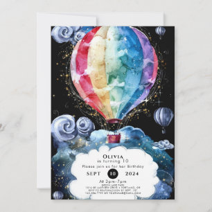 Invitation Amusant coloré Hot Air Balloon Anniversaire