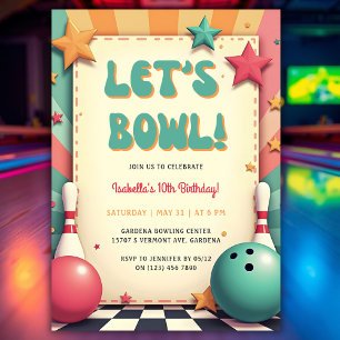 Invitation Amusant coloré Retro les années 50 Bowling Anniver