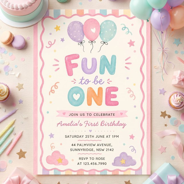 Invitation Amusant d'être un ! 1er anniversaire coloré (Créateur téléchargé)