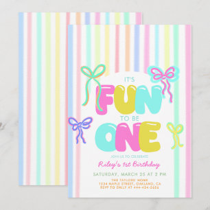 Invitation Amusant d'être un an Arc Pastel 1er Anniversaire