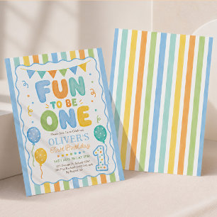 Invitation Amusant d'être un: garçon rayé 1er anniversaire