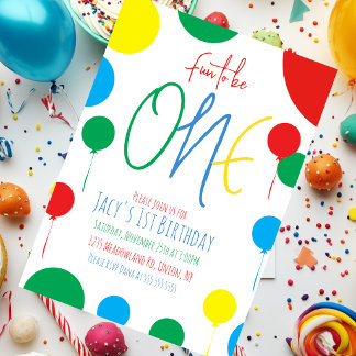 Invitation Amusant d'être un premier anniversaire à pois ball