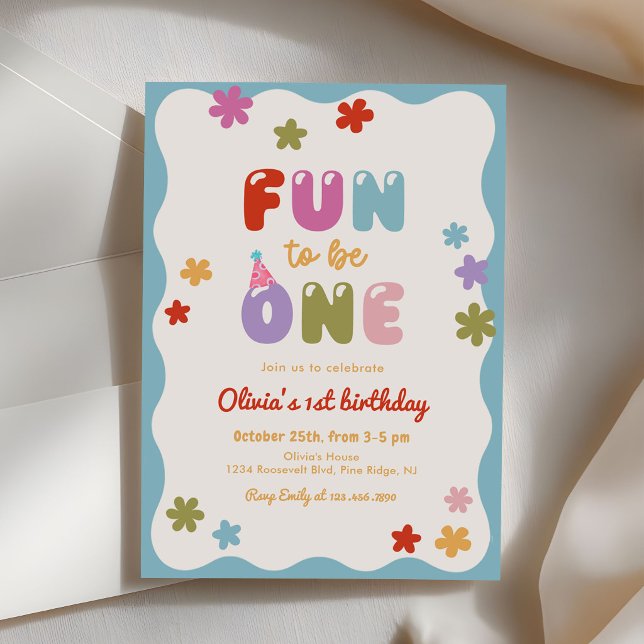 Invitation Amusant d'être une daisy colorée 1er anniversaire (Créateur téléchargé)