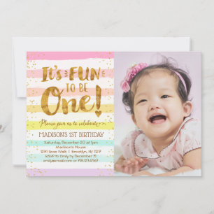Invitation Amusant d'être une fille 1er anniversaire Rainbow 