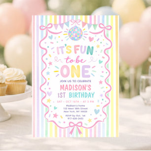 Invitation Amusant d'être une fille à rayures pastel pour son