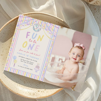 Invitation Amusant d'être une fille colorée pour sa 1re fête