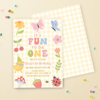 Invitation Amusant d'être une fille colorée pour son 1er anni