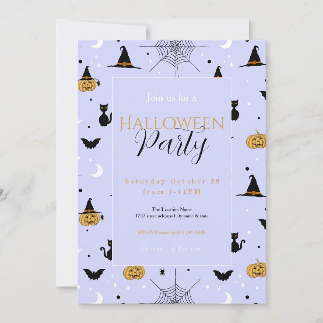 Invitation Amusant Éffrayant Halloween Lavender Design (Devant)