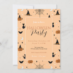 Invitation Amusant Éffrayant Halloween Orange Design