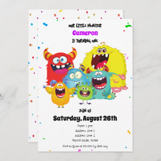 Invitation Amusant et coloré Happy mignon Monster fête d'anni