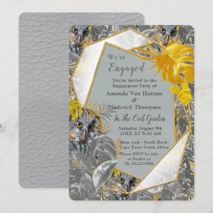Invitation Amusant Expressif en feuille plante Jaune et Gris