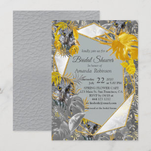 Invitation Amusant Expressif en feuille plante Jaune et Gris