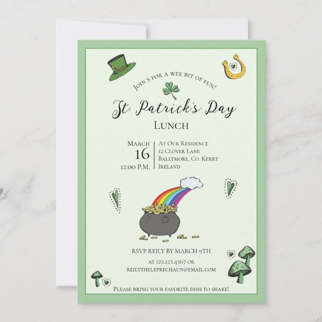 Invitation Amusant Green Jour de la Saint Patrick Irish Bless (Devant)