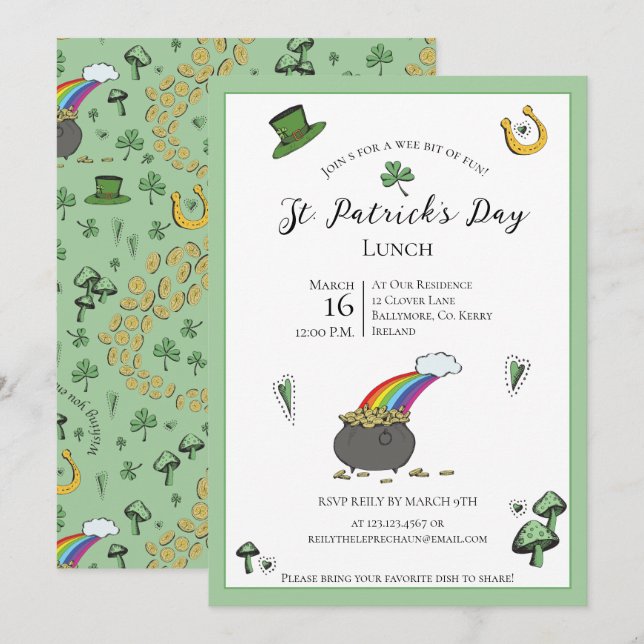 Invitation Amusant Green Jour de la Saint Patrick Irish Bless (Devant / Derrière)