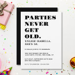Invitation Amusant Humoristique 50e Anniversaire de fête Mari<br><div class="desc">Célébrez votre 50e anniversaire avec style et humour ! Cette classique invitation à l'anniversaire en noir et blanc est parfaite pour ceux qui connaissent l'âge n'est qu'un nombre et tout simplement un changement de fête! Facile à customiser avec n'importe quel âge,  nom et détails de la fête.</div>