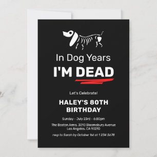 Invitation Amusant Humour Joke Chien Années 80e Anniversaire 