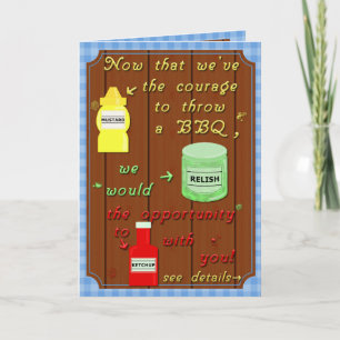 Invitation Amusant Jardin Barbecue Party Ketchup Mustard Pun