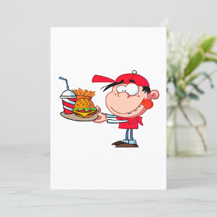 Invitation Amusant Kid Fast Food Burger, Fries et Boire