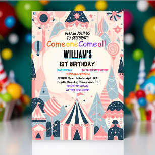 Invitation amusant mignon enfants Carnival Cirque Spectacle 1