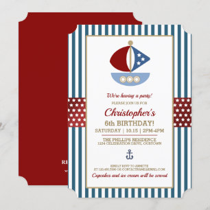 Invitation Amusant Nautique Thème Anniversaire Fête