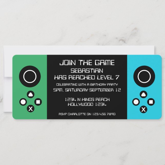 Invitation Amusant Novelty Computer Jeu Anniversaire Fête (Devant)