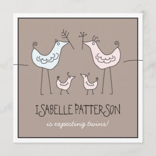 Invitation Amusant Oiseaux modernes Twin Baby Girl Shower Inv
