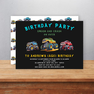 Invitation Amusant personnalisable monstre camion anniversair