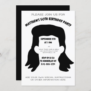 Invitation Amusant Personnalisé Mullet Coiffure fête d'annive