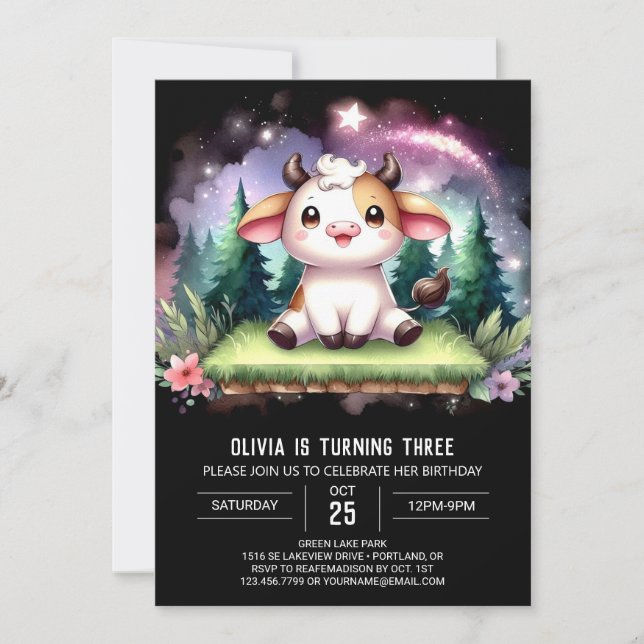 Invitation Amusant Printable Vache Anniversaire (Devant)