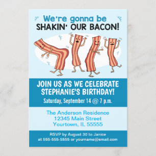 Invitation Amusant Shakin' Notre Bacon Birthday Party Invitat