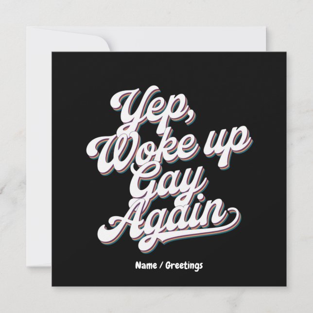 Invitation Amusant "Yup Woo Up Gay Again" Conception du mois  (Devant)