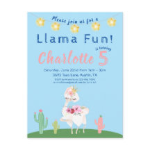 Invitation amusante d'anniversaire bleu pour lama