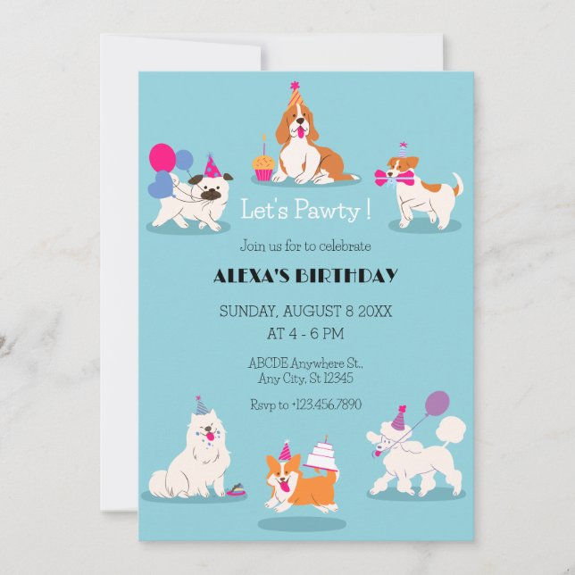 Invitation Amusante fête d'anniversaire pour animaux de compa (Devant)