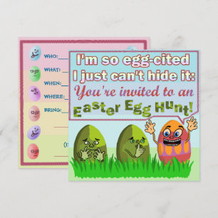 Invitation Amusante fête de la chasse aux oeufs de Pâques