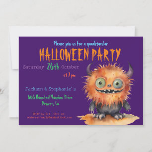 Invitation Amusante fête d'Halloween Monster Bash