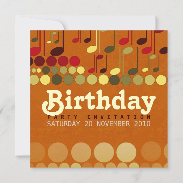 Invitation Amusante Musique Anniversaire (Devant)